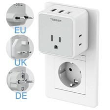 World Travel Adapter Kit Detachable power Plug with 3 Outlet to UK Italy Ireland