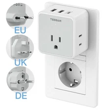 World Travel Adapter Kit Detachable power Plug with 3 Outlet to UK Italy Ireland