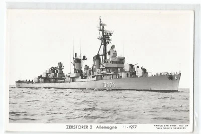 POSTCARD BATEAU , MARINE DE GUERRE , WARSHIP , ALLEMAGNE , ZERSTORER 2 - Photo 1/2