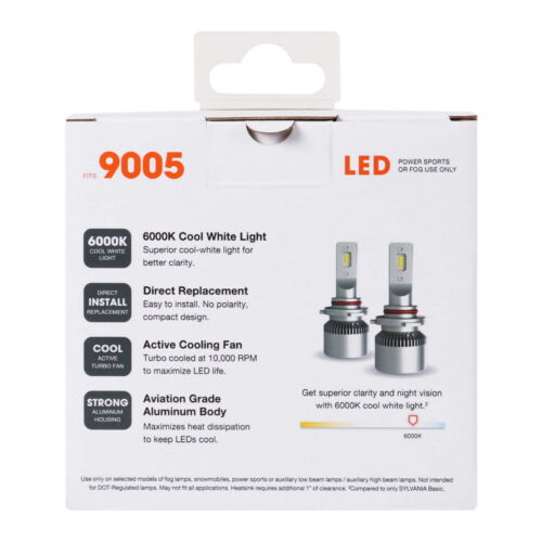 Sylvania 9005 LED Powersport Headlight Bulbs for Off-Road Use /Fog Lights 2 Pack - Picture 2 of 9