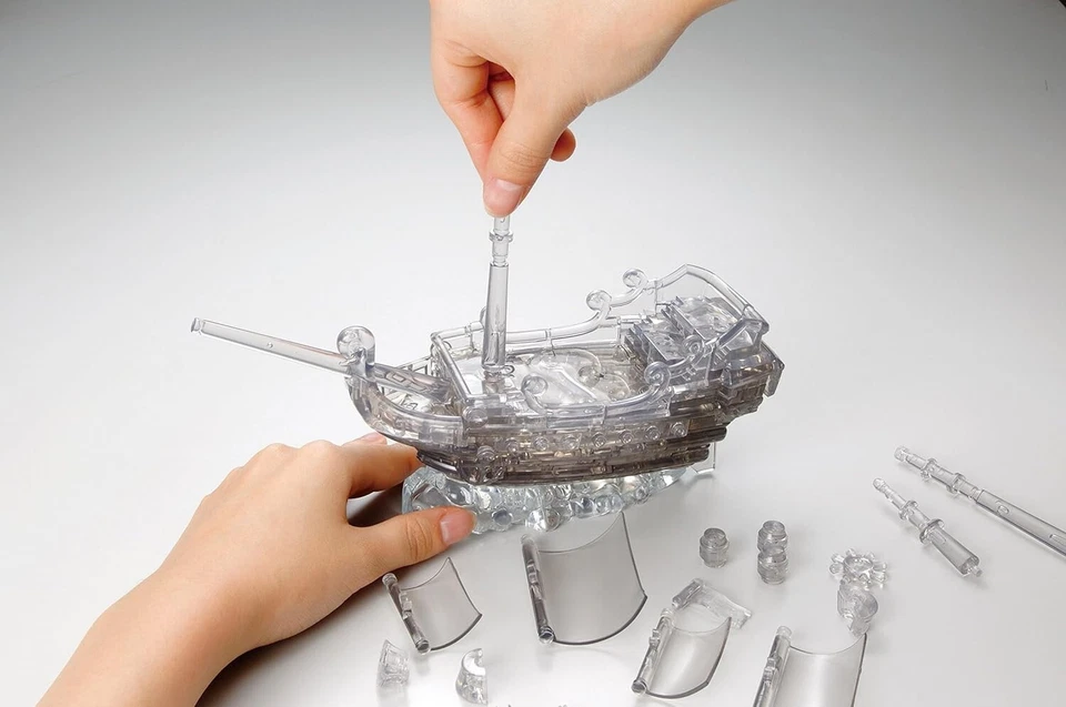 3D Crystal Puzzle, 98 Piece Jigsaw, Pirate Ship, Black, 50141 - Image 3 of 4