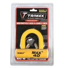 Trimax MAX40YL Max 40 High Security Disc U-Lock 2" x 1/2" Shackle, Yellow