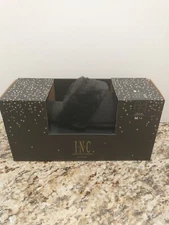 INC Womens Black Faux Fur Slip On Open Toe Slide Slippers sz Med NIB