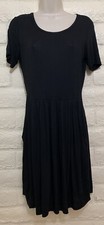 Womens Small Black Dress W Pockets Short sleeves Stretch Pullover