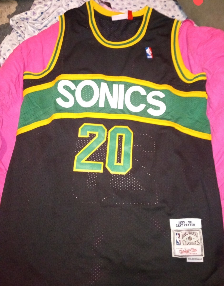 Seattle SuperSonics XL Gary Payton Black Reload NBA Jersey