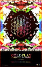 COLDPLAY A Head Full Of Dreams Ltd Ed RARE Litho Tour Poster +BONUS Rock Poster!