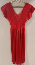 Vintage Cinema Etoile Red Lace and Satin Maxi Slip Nightgown Size Small