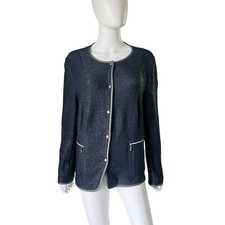 Basler Marled Tweed Metallic Jacket Blue Size FR 48