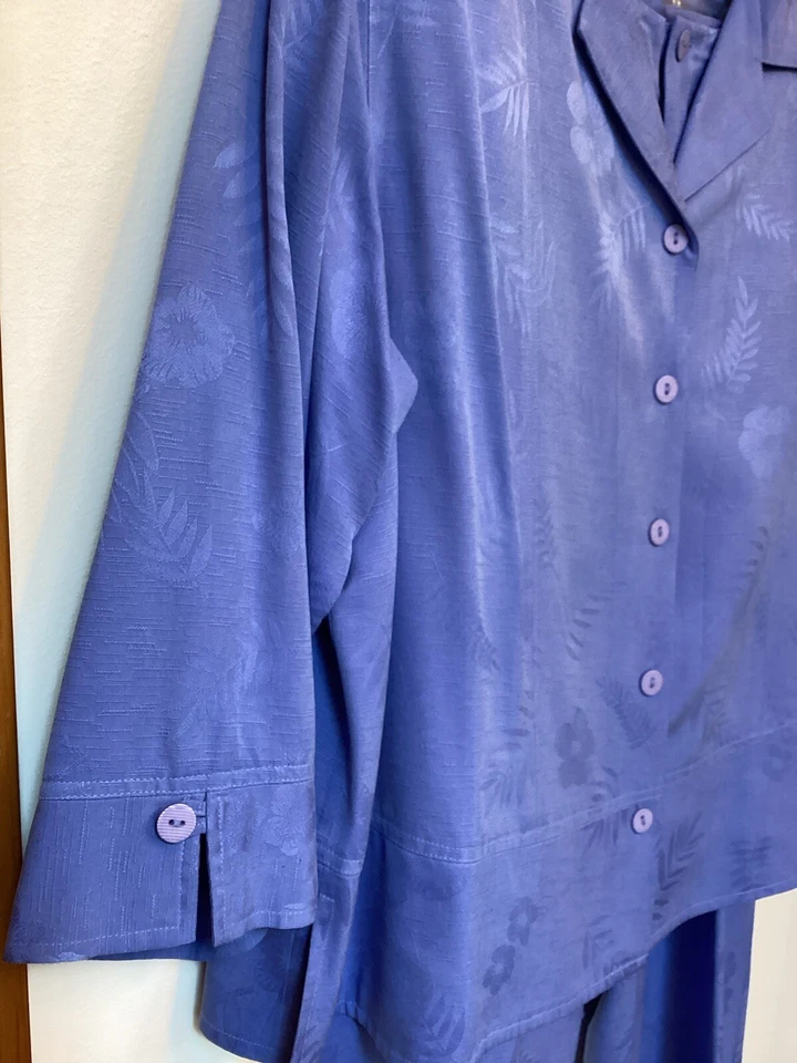 Conjunto de chaqueta y pantalón Norm Thompson talla XL azul 100 % seda jaquard Foto 3 de 4