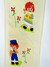 Vintage Raggedy Ann  Andy Completed Needlepoint Handmade Size 34" x 6"
