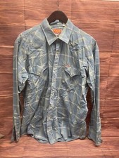 Vintage Ely Plains Pearl Snap Western Shirt Long Sleeve Mens Size L, 17-35 Blue