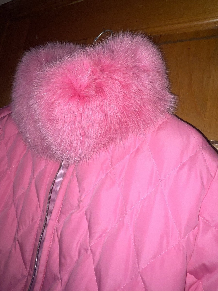 PINK Coat Marvin Richards Fur Trim Puffer Jacket M Womens Barbie