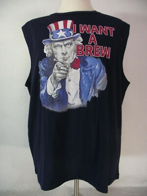 Uncle Sam shirt sleeveless men's XL black American Beer muscle