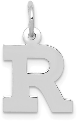 10K Weißgold kleiner Block Initiale R Charm