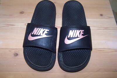 Nike Women's Benassi JDI Slide Sandals Black/Rose Gold #343881-007 Size:11