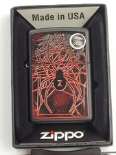 ZIPPO 49791 SPIDER Design on BLACK MATTE Finish Lighter NEW - JAN (A) 2022