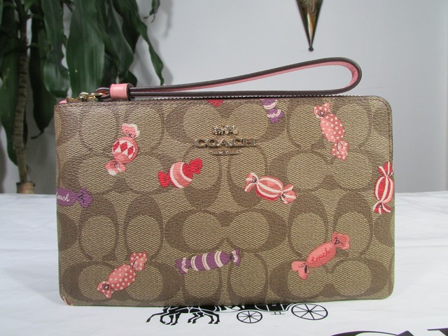 coach double zip wallet in signature canvas