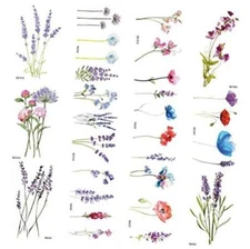  12Pieces/Lot 3D Watercolor Lavender Flower Temporary Tattoos For Women Body 