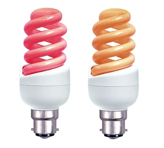 Lampadina Spirale Elettrica Fire Glow CFL 7W, 9W, 11W BC BA22D Rosso Ambra