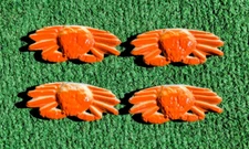 4 VTG Asian Ceramic Orange Crab Shaped Chopstick Rest Holder Table Stand Set NOS