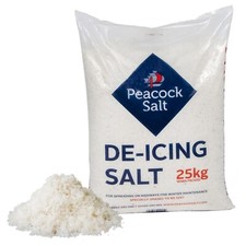 White Deicing Rock Salt 25kg - Clears Snow Ice on Driveway Road & Gritting Paths