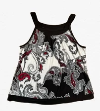 Studio Donatella y2k Tank Top Red White Black Paisley
