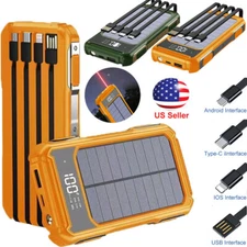 Solar Power Bank 50000mAh Portable Fast Charging External Battery Flashlight NEW
