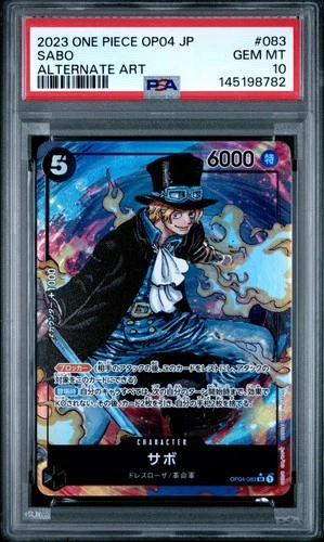 2023 ONE PIECE JAPANESE OP04-KINGDOMS OF INTRIGUE ALTERNATE ART #083 SABO PSA 10