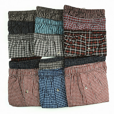 6 Pack Mens Premium Boxers 100% Cotton Underwear Trunk Plaid Shorts Size S~3XL