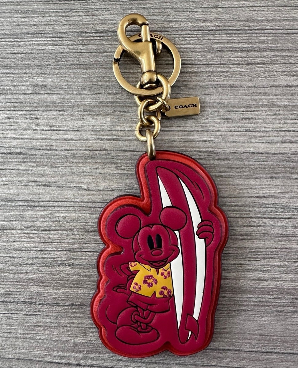 Coach X Disney Mickey Mouse Surf Board Bag Charm Keychain Red Coach X Disney Mickey Mouse Surf Board Bag Charm Keychain Red