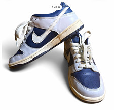Nike Dunk Low GS Football Grey Leather Sneakers 6.5Y Gray Blue White