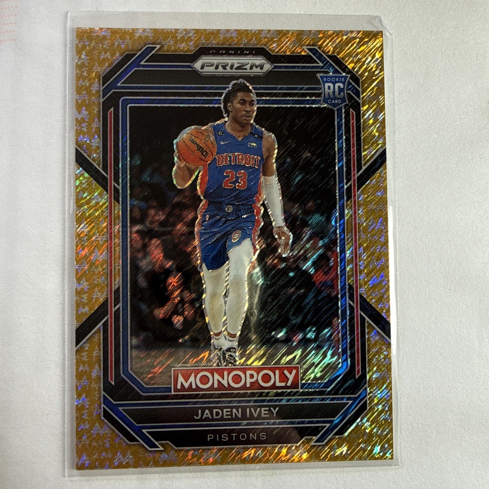 2022-23 Panini Prizm Monopoly - Jaden Ivey #26 Gold Money Shimmer Prizm /500 (RC