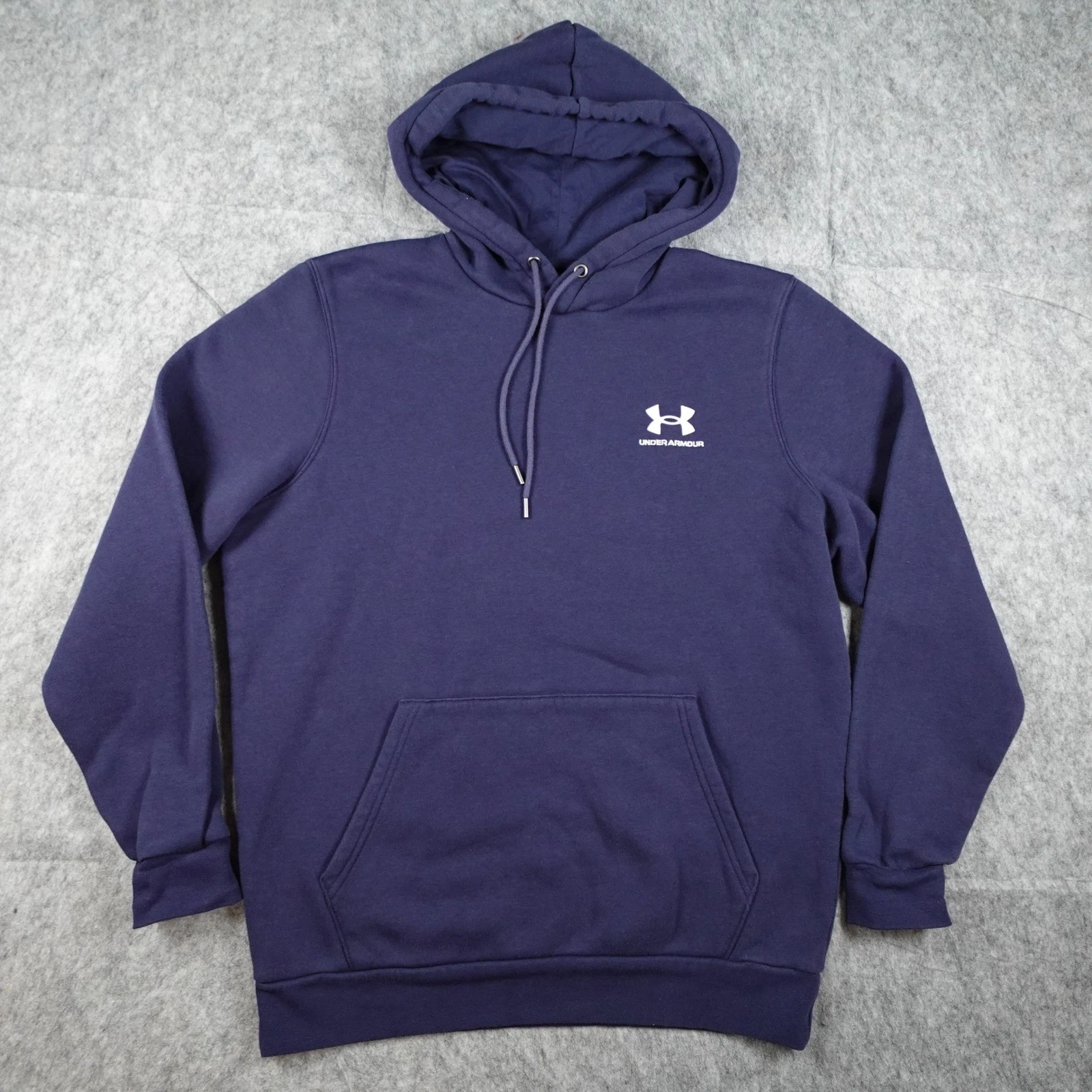 Under Armour Hoodie Mens Medium Navy Blue Icon Fleece Sweatshirt Pullover