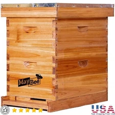 8 Frame Bee Hives and Supplies Starter Kit with Beehive Frames Foundation