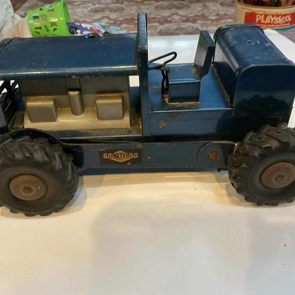 VTG Structo front End-Loader blue Pressed Steel tractor construction toy - Image 2 of 4