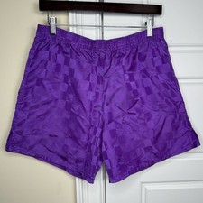 Vintage Umbro Shorts Adult Medium Purple Soccer Nylon Lightweight Checkered 90s