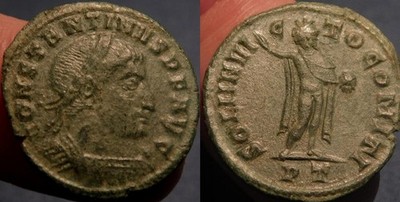 MORTWN Constantine I Follis  Trier Sol Invicto Comit HIGHER GRADE PERFECT PATINA