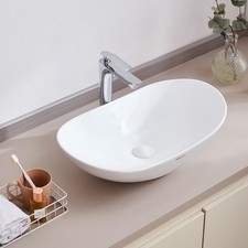 Uimoso Ceramic Vessel Sink 23.3x14.2" Bathroom Deepened Vanity Bowl Countertop