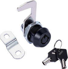 Toolbox Lock Tubular Cam Replacement Lock Hook Cam Keyed Alike 5/8 Inch, Black,