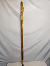 Hand Carved Wood Hiking Stick 56" Navy Veteran Signed Folk Art Walking Staff