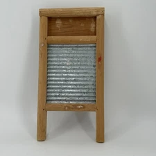 Vintage Wood & Metal Washboard Primitive Rustic Farmhouse Decor 15"