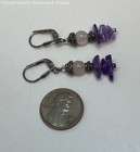 Artisan 925 Sterling Silver Rose Quartz & Amethyst Drop Earrings 4.6g — photo 2