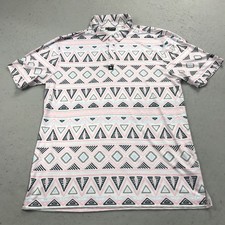 Bad Birdie Polo Shirt Mens XL Pink Blue Aztec Loud Golf Performance Stretch