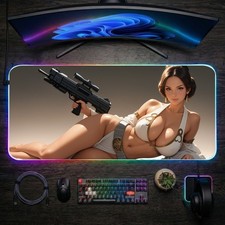 Princess Leia LED RGB Desk Mat   Huge Sci-Fi Mouse Pad, Glowing Edge Print