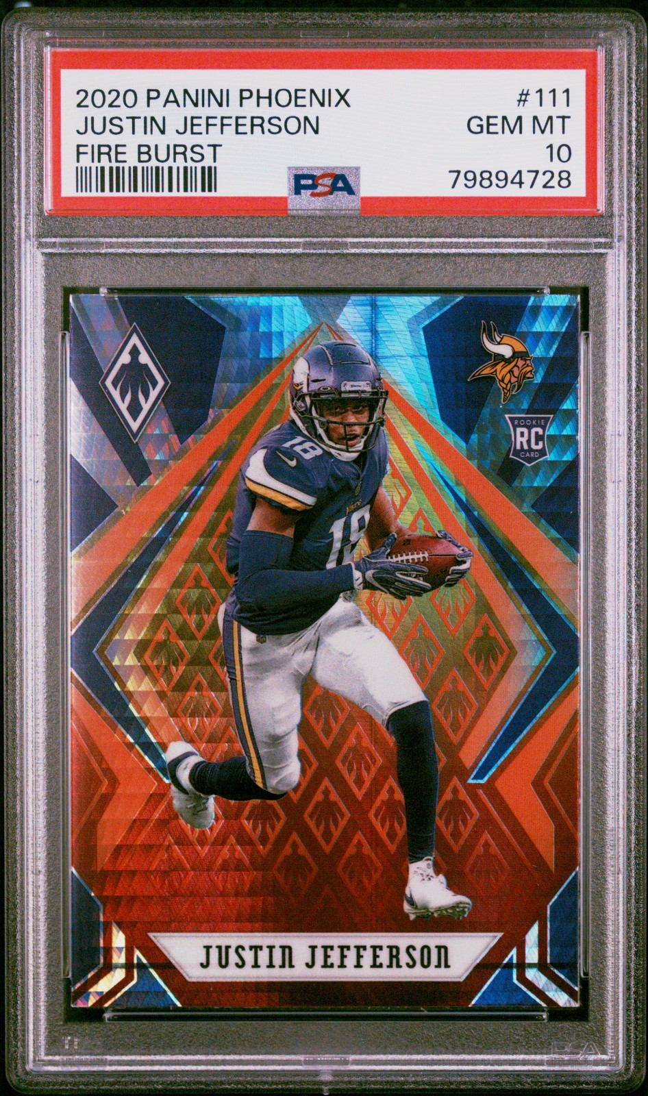 2020 Panini Phoenix Fire Burst Rookie Justin Jefferson Minnesota Vikings PSA 10