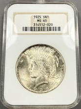 1925 Peace Dollar $1 - NGC MS65 - Choice PQ Old “Fatty” Holder