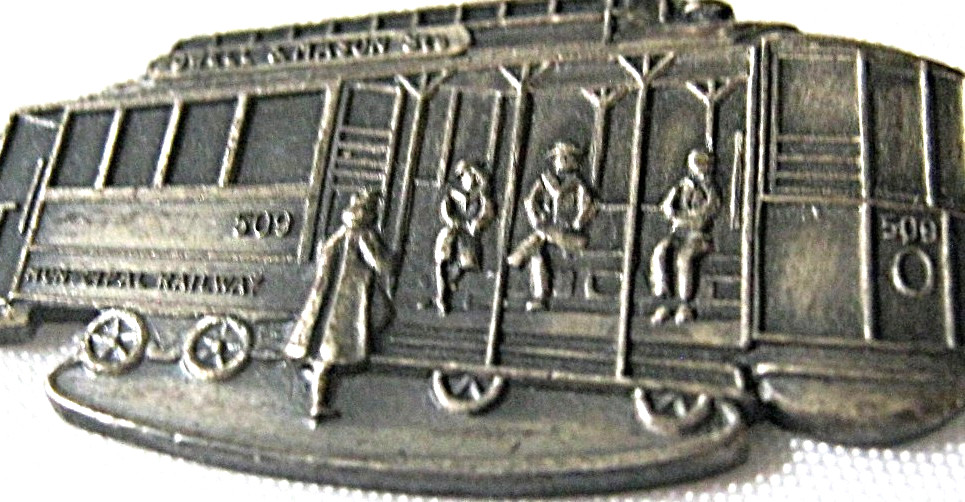 Old CABLE CAR Signed J Rossi  SAN FRANCISCO California Metal Watch KEY Chain FOB View 2