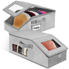 2 PCS Stackable Hat Storage for Baseball Caps,Clear Hat Storage Box with Card...
