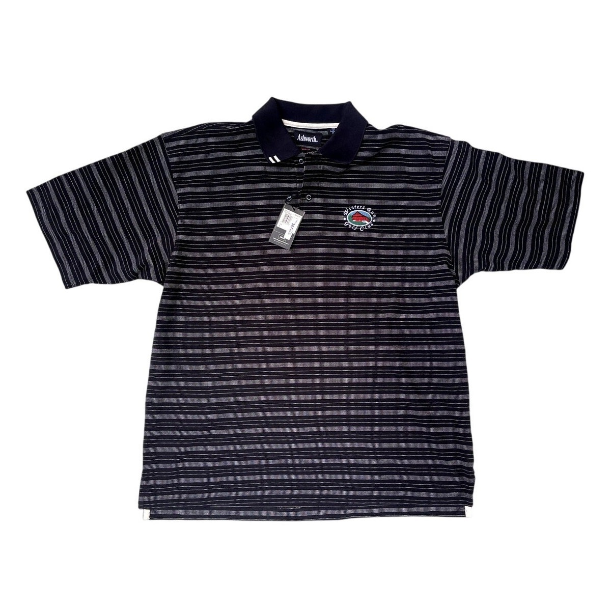 ALTRA Ashworth XL da Uomo Ls Maglietta Golf Grigio a Righe Invernale Run Club Logo