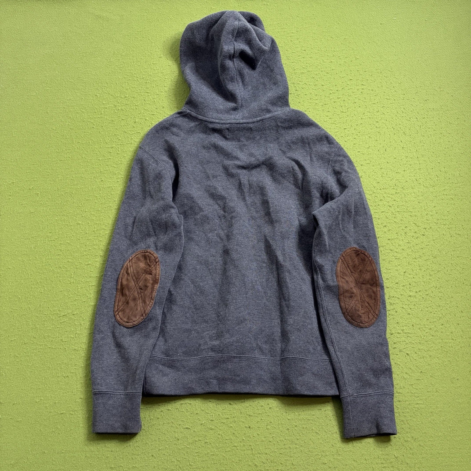 Vintage Polo Ralph Lauren Hoodie Men's Size M Suede Elbow Patch 90's Retro Rare image 3